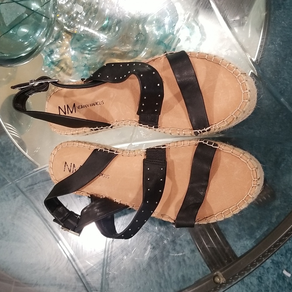 Black leather sandals